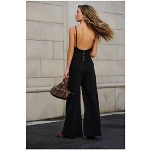 Free People Black Wide Leg Jumpsuit